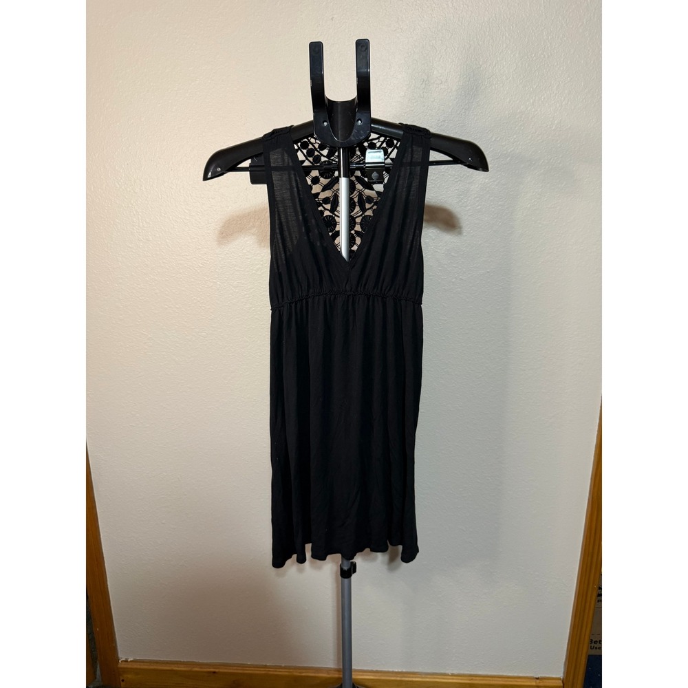 Mudd Black Crochet Lace Racerback Empire Waist Sleeveless Mini Dress Small
